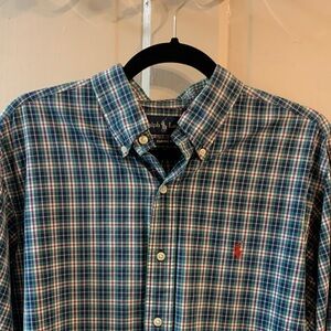 Ralph Lauren Blue and White Checkered Shirt Classic Fit